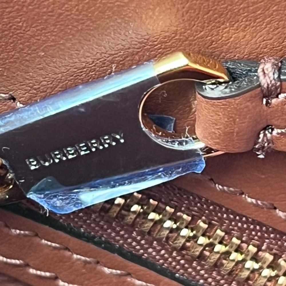 BURBERRY Mini Check Jacquard Pocket Bag- Dark Birch Brown - Picture 12 of 14